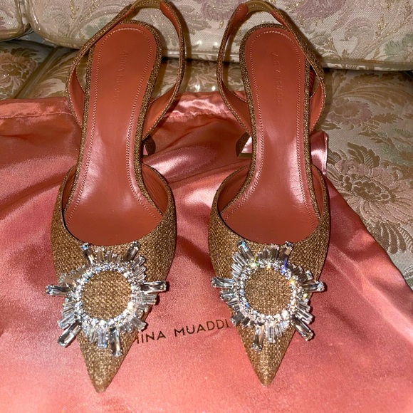 Amina Muaddi Begum Embellished Slingbacks size 38.5